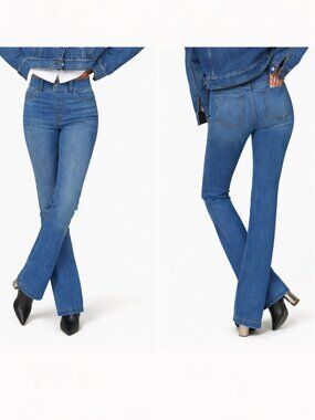 SPANX Flare‎ Jeans Womens XL Blue Denim Stretch Pull On Comfort NWOT